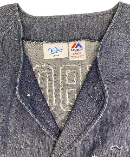 KEBOZ（ケボズ）KEBOZ (ケボズ) Majestic (マジェスティック) DENIM BASEBALL SHIRT/デニム ベースボール シャツ インディゴ サイズ:LARGEの古着・服飾アイテム