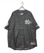 KEBOZ×Majesticケボズ×マジェスティック）の古着「DENIM BASEBALL SHIRT/デニム ベースボール シャツ」｜ブラック