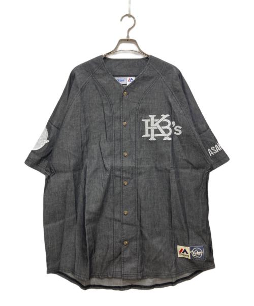 KEBOZ（ケボズ）KEBOZ (ケボズ) Majestic (マジェスティック) DENIM BASEBALL SHIRT/デニム ベースボール シャツ ブラック サイズ:LARGEの古着・服飾アイテム