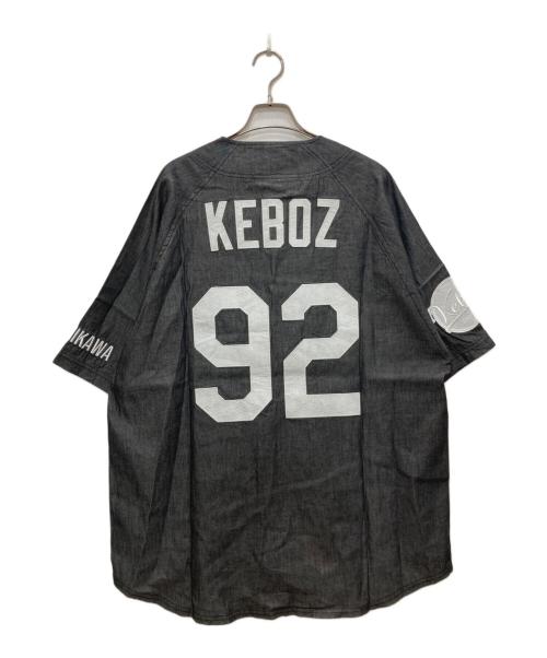 KEBOZ（ケボズ）KEBOZ (ケボズ) Majestic (マジェスティック) DENIM BASEBALL SHIRT/デニム ベースボール シャツ ブラック サイズ:LARGEの古着・服飾アイテム