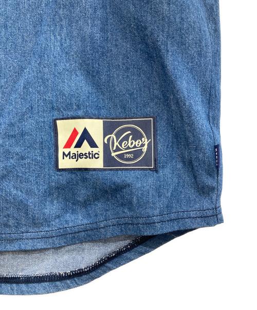 KEBOZ（ケボズ）KEBOZ (ケボズ) Majestic (マジェスティック) DENIM BASEBALL SHIRT/デニム ベースボール シャツ インディゴ サイズ:LARGEの古着・服飾アイテム