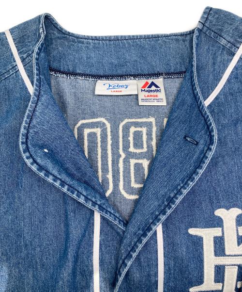 KEBOZ（ケボズ）KEBOZ (ケボズ) Majestic (マジェスティック) DENIM BASEBALL SHIRT/デニム ベースボール シャツ インディゴ サイズ:LARGEの古着・服飾アイテム