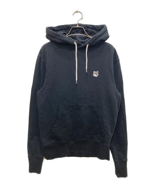 maison kitsune（メゾンキツネ）MAISON KITSUNE (メゾンキツネ) FOXHEADPATCH刺繍フーディ/フォックスヘッドパッチ 刺繍 フーディ ブラック サイズ:XSの古着・服飾アイテム