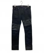 NEIL BARRETTニールバレット）の古着「レザー切替スキニーパンツ」｜ブラック