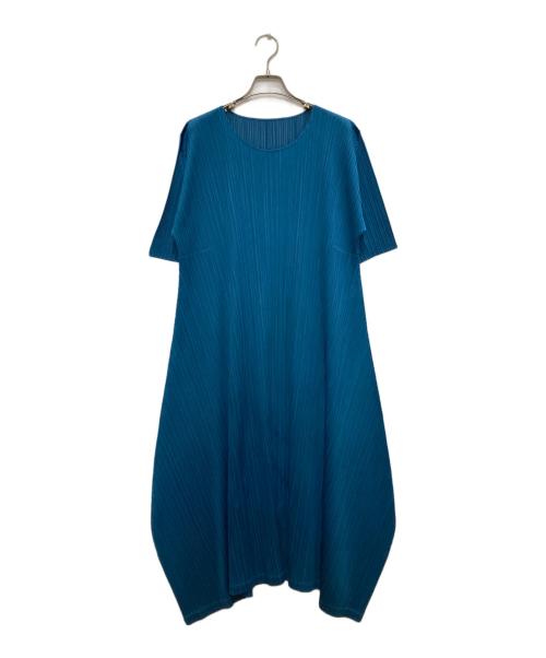 PLEATS PLEASE（プリーツプリーズ）PLEATS PLEASE (プリーツプリーズ) プリーツワンピース ブルー サイズ:Lの古着・服飾アイテム