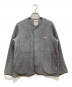 DANTONダントン）の古着「ノーカラーフリースカーディガン」｜グレー