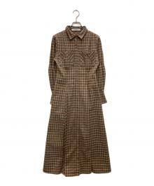 HER LIP TO（ハーリップトゥ）の古着「チェックシャツワンピース」｜ブラウン