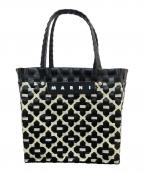 MARNI FLOWER CAFEマルニフラワーカフェ）の古着「ミニ バスケットバッグ」｜ブラック×ホワイト