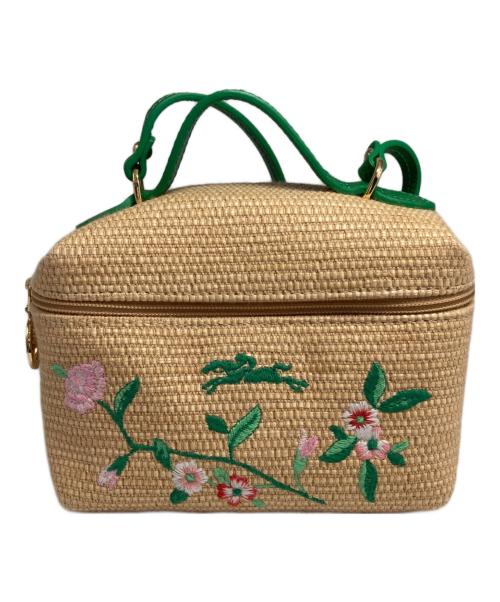 LONGCHAMP（ロンシャン）LONGCHAMP (ロンシャン) パニエ プリアージュ クロスボディバッグ ベージュ×グリーンの古着・服飾アイテム