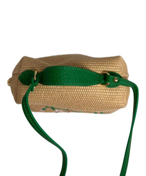 LONGCHAMP（ロンシャン）LONGCHAMP (ロンシャン) パニエ プリアージュ クロスボディバッグ ベージュ×グリーンの古着・服飾アイテム