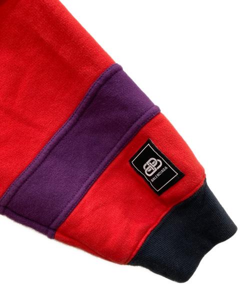 BALENCIAGA（バレンシアガ）BALENCIAGA (バレンシアガ) ロゴハーフジップスウェット レッド×ブラック サイズ:Sの古着・服飾アイテム