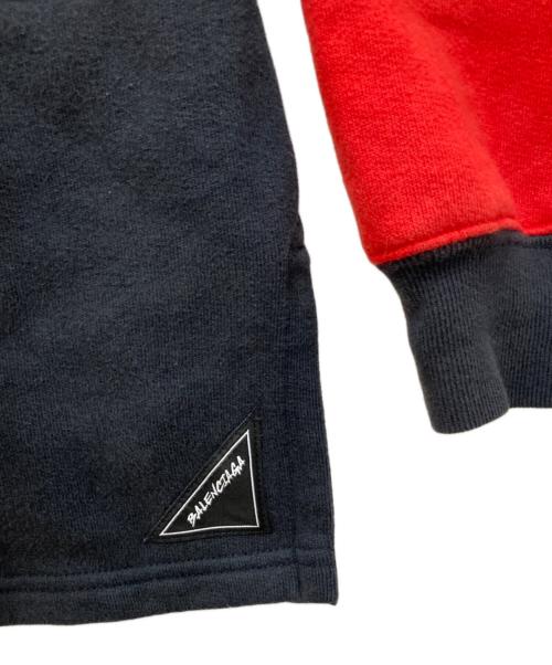 BALENCIAGA（バレンシアガ）BALENCIAGA (バレンシアガ) ロゴハーフジップスウェット レッド×ブラック サイズ:Sの古着・服飾アイテム