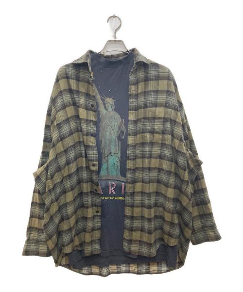 BALENCIAGA（バレンシアガ）BALENCIAGA (バレンシアガ) L/S Layered Shirt/ロングスリーブ レイヤード シャツ カーキ サイズ:1の古着・服飾アイテム
