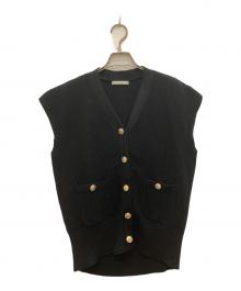 CADUNE（カデュネ）の古着「金釦ニットベスト」｜ブラック