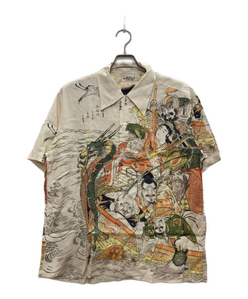 Sun Surf（サンサーフ）Sun Surf (サンサーフ) 北斎 (ホクサイ) 北斎『宝船の七福神』アロハシャツ ベージュ サイズ:XLの古着・服飾アイテム
