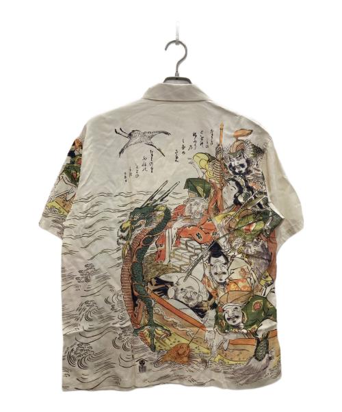 Sun Surf（サンサーフ）Sun Surf (サンサーフ) 北斎 (ホクサイ) 北斎『宝船の七福神』アロハシャツ ベージュ サイズ:XLの古着・服飾アイテム