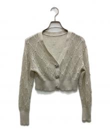 Snidel（スナイデル）の古着「リボンビジューシアーカーディガン」｜グレー