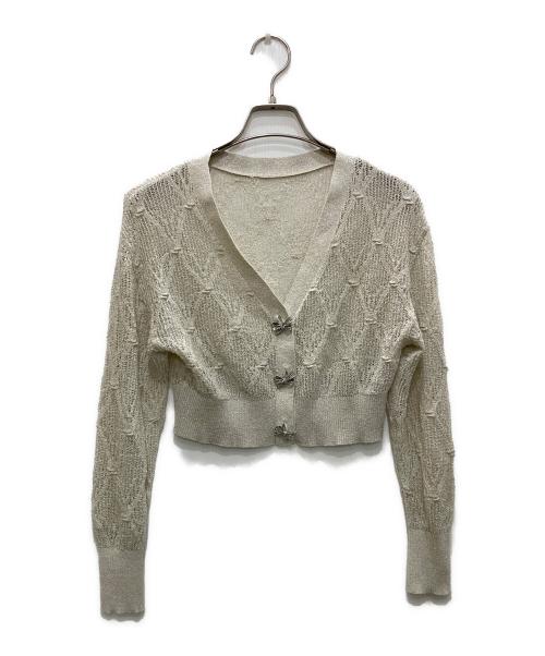 Snidel（スナイデル）Snidel (スナイデル) リボンビジューシアーカーディガン グレー サイズ:FREEの古着・服飾アイテム