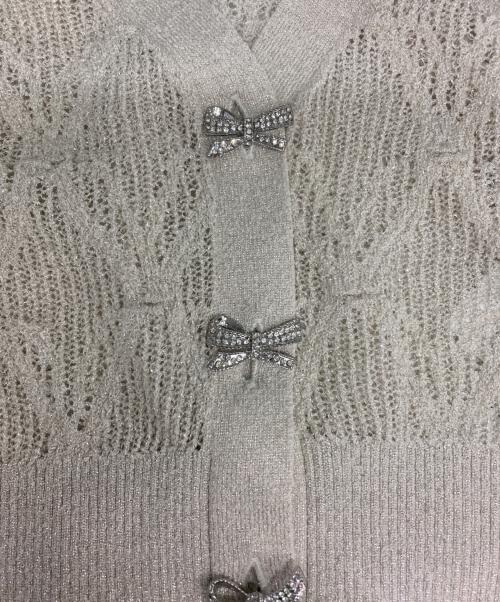 Snidel（スナイデル）Snidel (スナイデル) リボンビジューシアーカーディガン グレー サイズ:FREEの古着・服飾アイテム