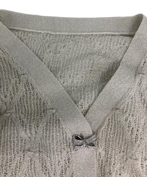 Snidel（スナイデル）Snidel (スナイデル) リボンビジューシアーカーディガン グレー サイズ:FREEの古着・服飾アイテム