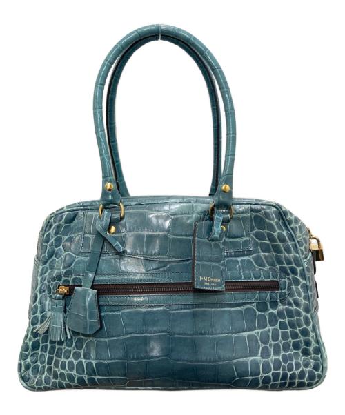 J&M DAVIDSON（ジェイ＆エム デヴィッドソン）J&M DAVIDSON (ジェイ＆エム デヴィッドソン) クロコ型押しハンドバッグ ブルーの古着・服飾アイテム