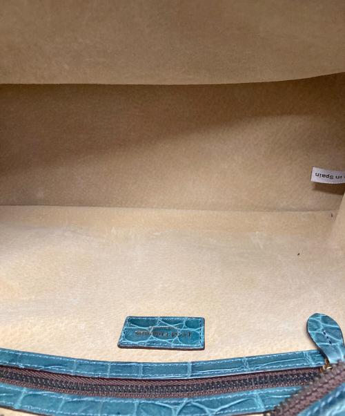 J&M DAVIDSON（ジェイ＆エム デヴィッドソン）J&M DAVIDSON (ジェイ＆エム デヴィッドソン) クロコ型押しハンドバッグ ブルーの古着・服飾アイテム