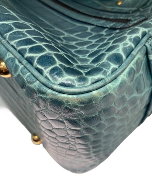 J&M DAVIDSON（ジェイ＆エム デヴィッドソン）J&M DAVIDSON (ジェイ＆エム デヴィッドソン) クロコ型押しハンドバッグ ブルーの古着・服飾アイテム
