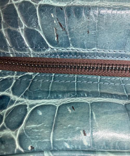 J&M DAVIDSON（ジェイ＆エム デヴィッドソン）J&M DAVIDSON (ジェイ＆エム デヴィッドソン) クロコ型押しハンドバッグ ブルーの古着・服飾アイテム