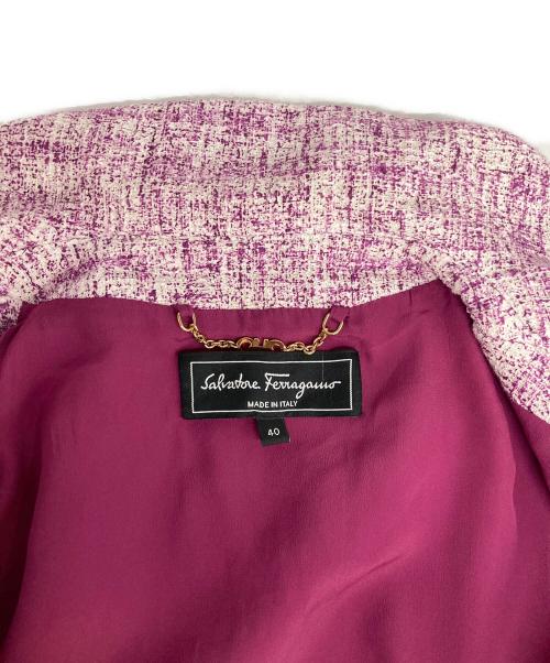 Salvatore Ferragamo（サルヴァトーレ フェラガモ）Salvatore Ferragamo (サルヴァトーレ フェラガモ) ツイードセットアップ ピンク×ホワイト サイズ:40の古着・服飾アイテム