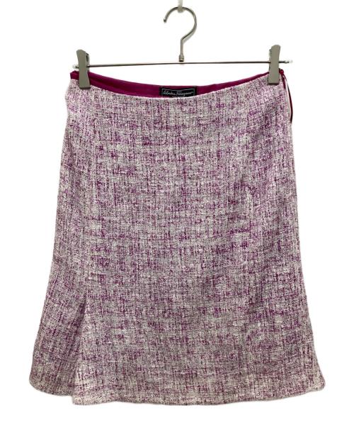 Salvatore Ferragamo（サルヴァトーレ フェラガモ）Salvatore Ferragamo (サルヴァトーレ フェラガモ) ツイードセットアップ ピンク×ホワイト サイズ:40の古着・服飾アイテム