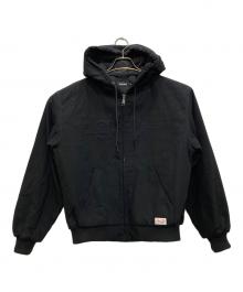X-LARGE（エクストララージ）の古着「EMBOSSED OLD ENGLISH HOODED WORK JACKET/エンボス オールド イングリッシュ フーディ ワーク ジャケット」｜ブラック