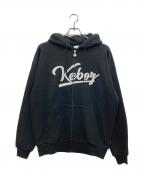 KEBOZケボズ）の古着「ロゴジップアップパーカー」｜ブラック