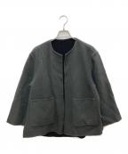 LE GLAZIKル グラジック）の古着「リバーシブル ノーカラーコート」｜グリーン