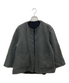 LE GLAZIK（ル グラジック）の古着「リバーシブル ノーカラーコート」｜グリーン