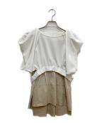 ELENDEEKエレンディーク）の古着「ブラウス」｜ホワイト×ベージュ