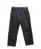 X-LARGEエクストララージ）の古着「EMBROIDERY DENIM PANTS」｜ブラック
