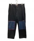YARDSALEヤードセール）の古着「切替デニムパンツ」｜ブラック