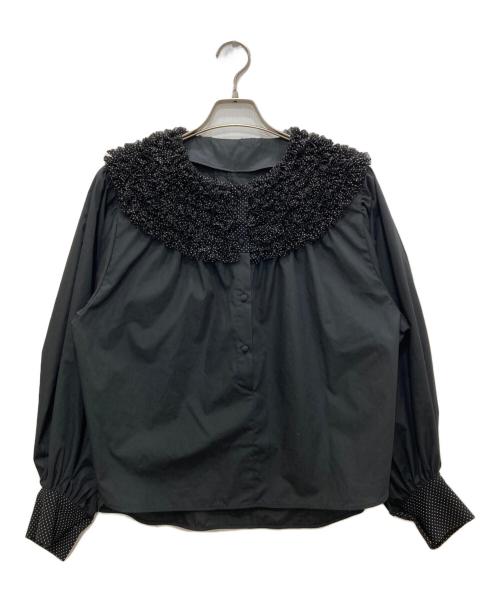 rosy monster（ロージーモンスター）rosy monster (ロージーモンスター) ドットチュールフリルブラウス ブラック サイズ:Fの古着・服飾アイテム