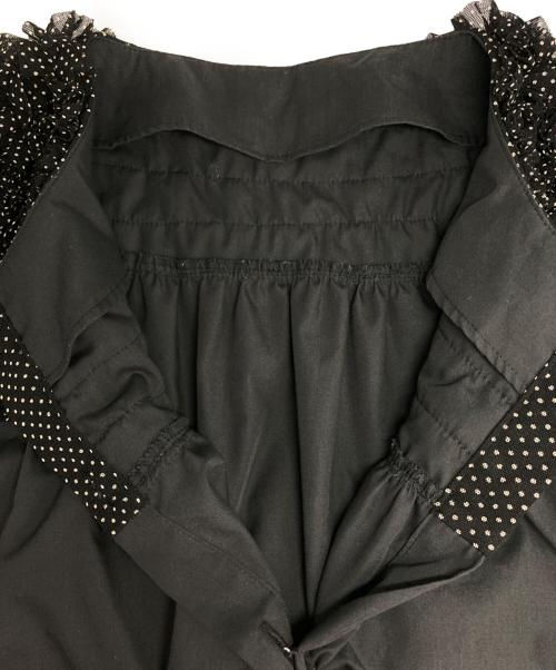 rosy monster（ロージーモンスター）rosy monster (ロージーモンスター) ドットチュールフリルブラウス ブラック サイズ:Fの古着・服飾アイテム