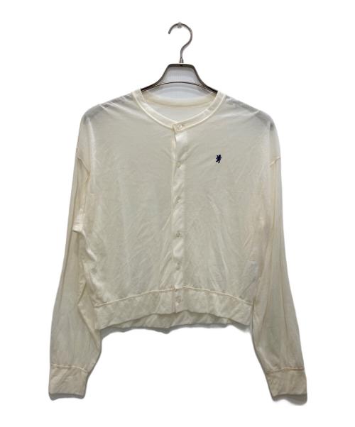 Gymphlex（ジムフレックス）Gymphlex (ジムフレックス) シアー クルーネックカーディガン ホワイト サイズ:SIZE12の古着・服飾アイテム