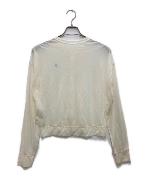 Gymphlex（ジムフレックス）Gymphlex (ジムフレックス) シアー クルーネックカーディガン ホワイト サイズ:SIZE12の古着・服飾アイテム