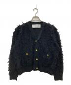 Rie millerリエ ミラー）の古着「カットジャガードVネックカーディガン」｜ブラック