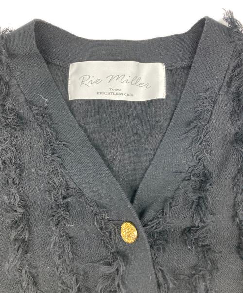 Rie miller（リエ ミラー）Rie miller (リエ ミラー) カットジャガードVネックカーディガン ブラック サイズ:38の古着・服飾アイテム