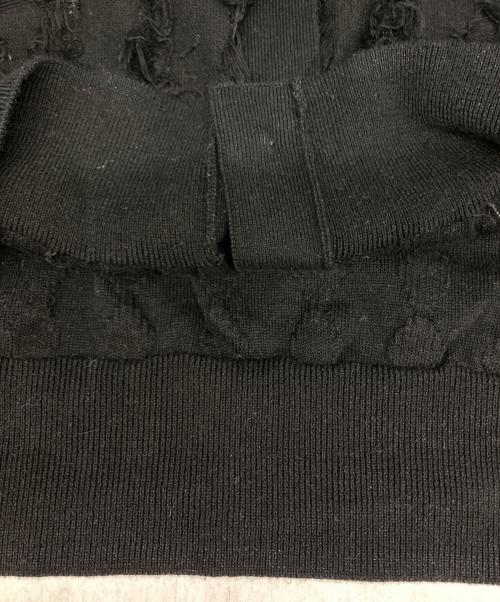 Rie miller（リエ ミラー）Rie miller (リエ ミラー) カットジャガードVネックカーディガン ブラック サイズ:38の古着・服飾アイテム