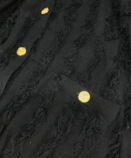 Rie miller（リエ ミラー）Rie miller (リエ ミラー) カットジャガードVネックカーディガン ブラック サイズ:38の古着・服飾アイテム