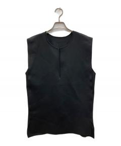 中古・古着通販】yori (ヨリ) ダブルクロスフリルジレ ブラック サイズ