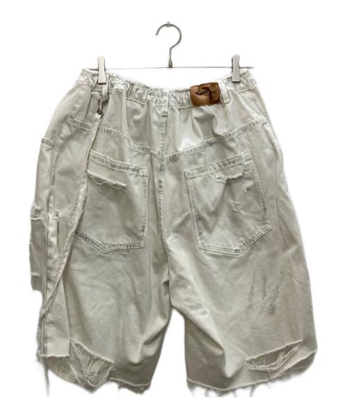 masonprince（メゾンプリンス）masonprince (メゾンプリンス) ワイドシルエットダメージハーフデニムパンツ ホワイト サイズ:1の古着・服飾アイテム