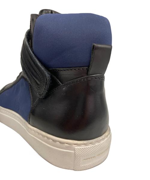 DIESEL Black Gold（ディーゼル ブラック ゴールド）DIESEL Black Gold (ディーゼル ブラック ゴールド) ハイカットスニーカー ブラック×ネイビー サイズ:40の古着・服飾アイテム