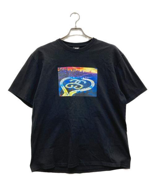 stussy（ステューシー）stussy (ステューシー) SS HIGHWAY TEE/SS　ハイウェイ　ティー ブラック サイズ:Ｌの古着・服飾アイテム