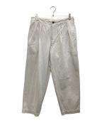 UNFILアンフィル）の古着「Cotton Denim 2 Tuck Trousers/コットン デニム ２ タック トラウザー」｜ベージュ